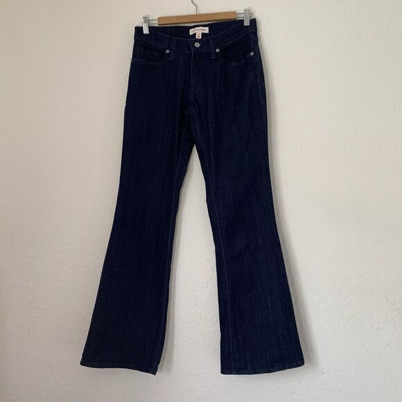 Lucky Brand Jeans Women 4/27 Dark Blue Denim Flare Mid Rise Sweet Stretch Preppy - Picture 1 of 11
